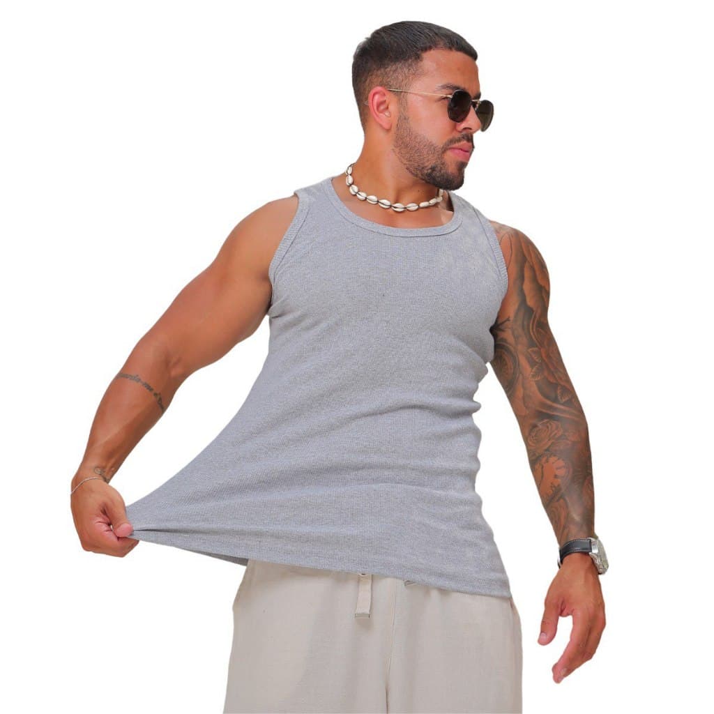 Camiseta Regata Americana Algodão Com Elastano Premium Academia Treino