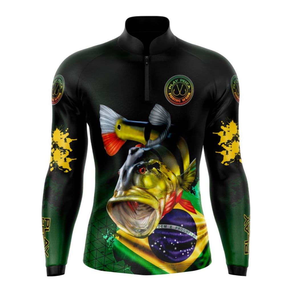 Camisa Camiseta Pescaria Criança com Proteção com Solar Uv50+ Infantil DryFit Pesca Play Pesca