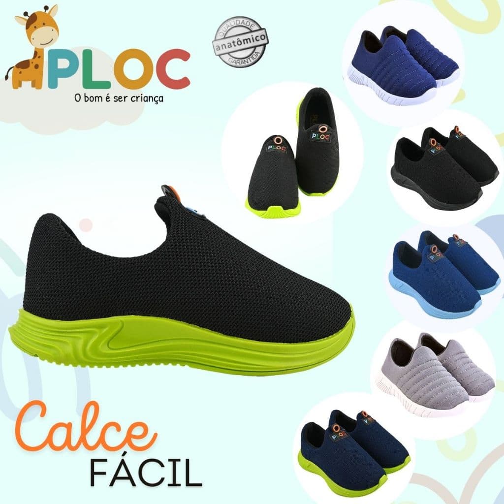 TÊNIS INFANTIL PLOC CALCE FÁCIL ANATÔMICO PLAY26 NUMERAÇÃO DO 20 AO 33