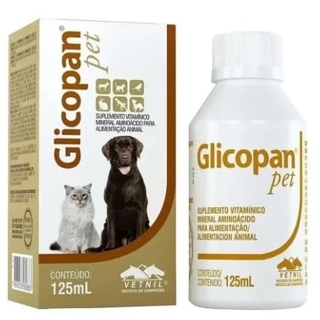 Glicopan Pet 125ml - Suplemento Vitamínico P/ Cães, Gatos, Aves, Roedores, Répteis e Mustelídeos