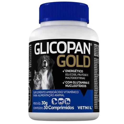 Glicopan Gold Para Cães E Gatos 30 Comprimidos - Vetnil Val: 06/26