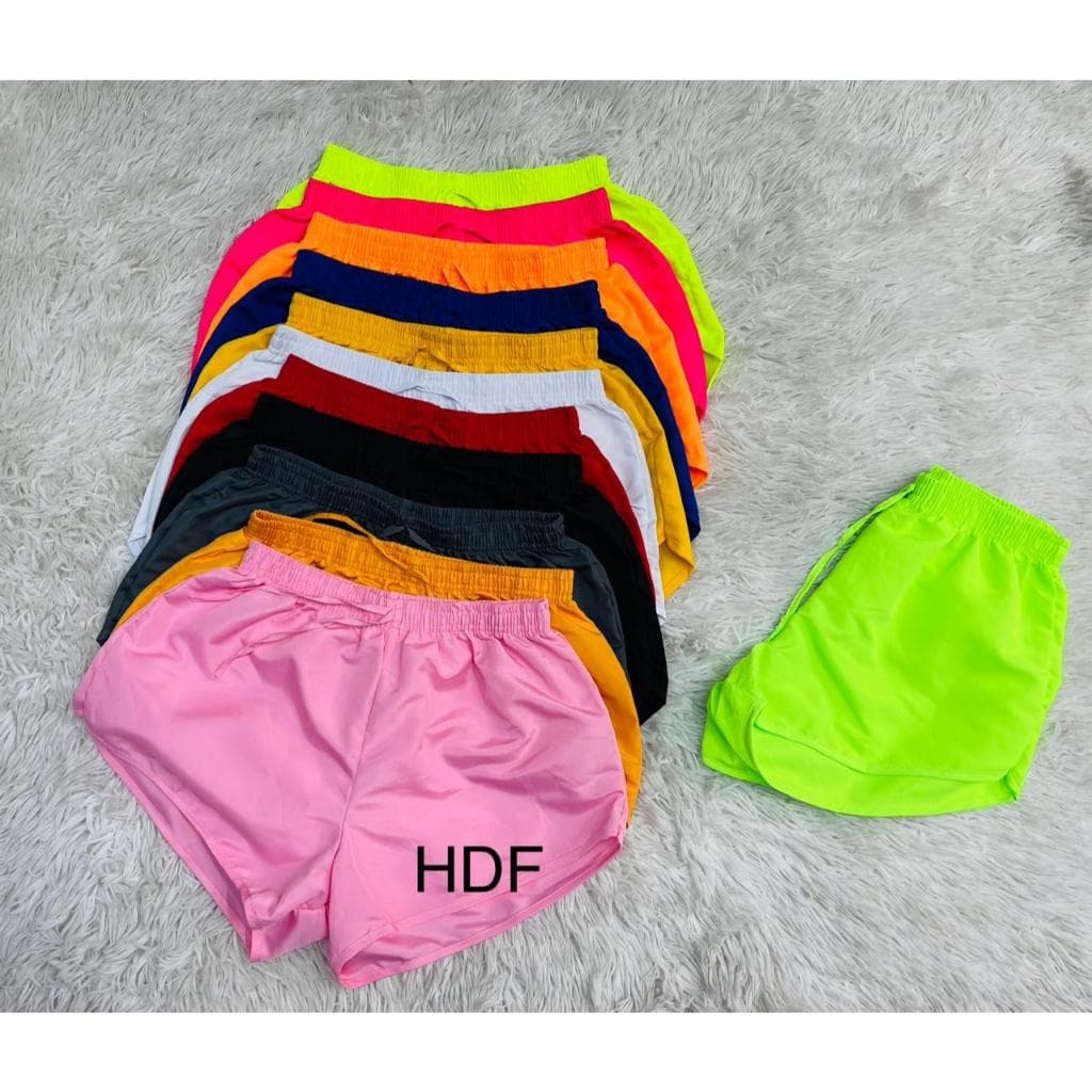 Kit 5 shorts feminino tactel de academia shortinho caminhada saída de praia