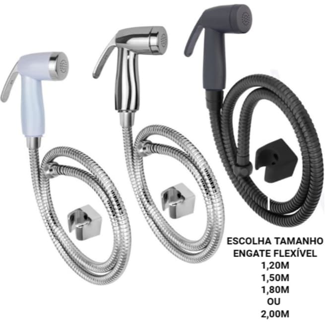 Ducha Higienica Gatilho Chuverinho ABS Branco Cromado Preto  + Mangueira ESCOLHA COR E TAMANHO