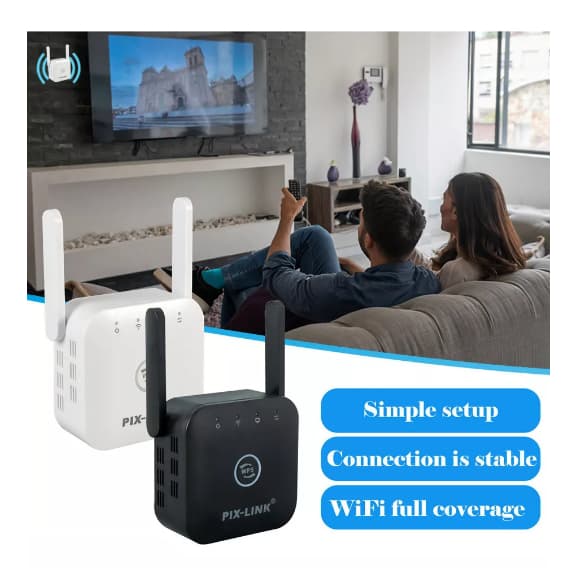 Repetidor e Roteador Wifi 2 Antenas Amplificador De Sinal 2.4g 300 Mbps Pix-link