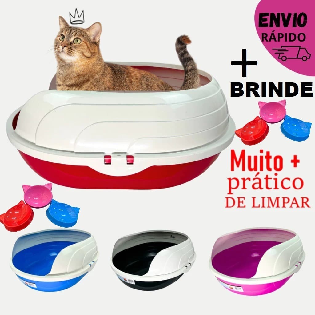 Caixa de Areia Sanitária Bandeja Higiênica Furba Com arco para Gato + brinde FURACÃO PET ENVIO IMEDIATO
