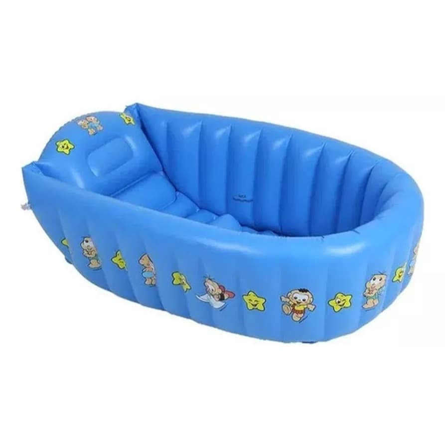 Banheira Inflável Anti Deslize Com indicador de Temperatura Ideal Turma da Monica Bebê Mãe Belfix