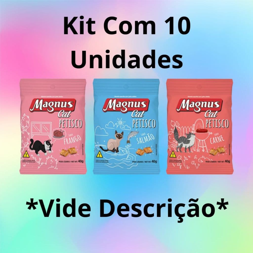 Kit 10 Unidades De Petisco Magnus Cat Com 40g Cada - Magnus