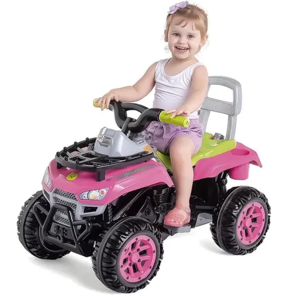 Quadriciclo Infantil Motoca Carrinho de Passeio Cross Up Calesita Com Haste Empurrador com Pedal