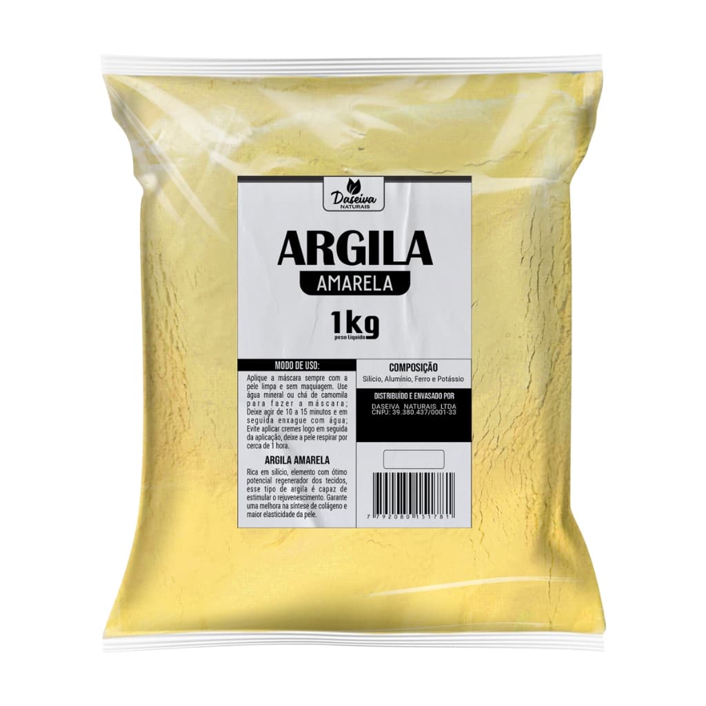Argila amarela 1kg Daseiva Naturais combate o envelhecimento (Skin Care) Máscara Para o Rosto