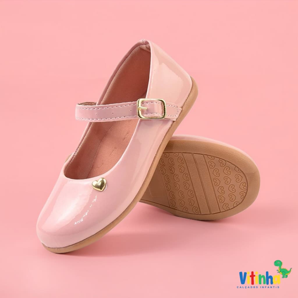 Sapatilha Infantil Feminina Menina Moda Barato Rosa com Coração