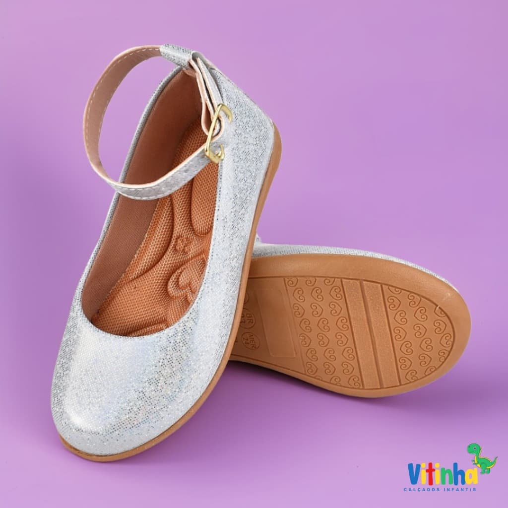 Sapatilha Infantil Feminina Barato Casual Sapato Boneca Festa Brilho