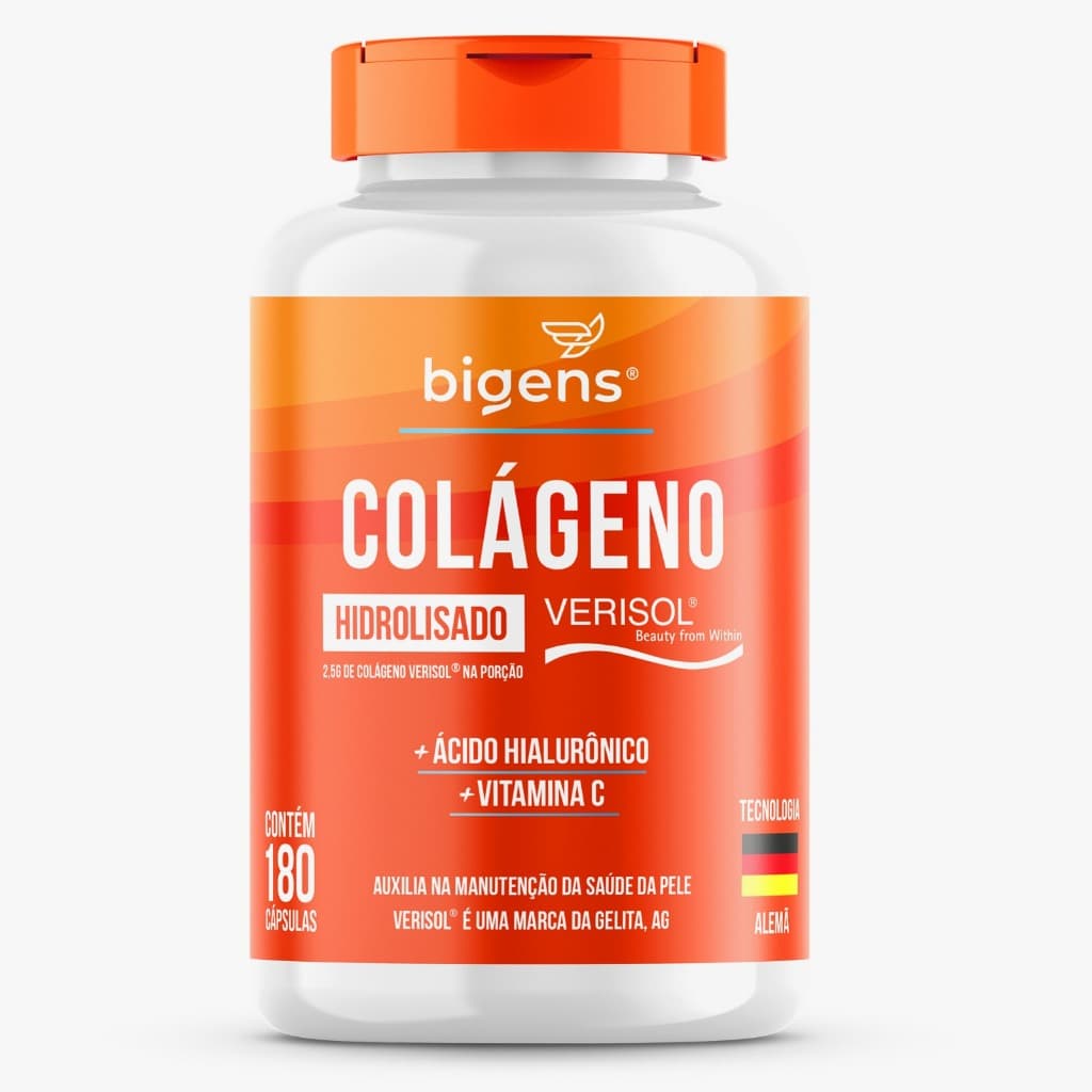 Colágeno Hidrolisado Verisol com Ácido Hialurônico e Vitamina C, 180 Capsulas, Biogens