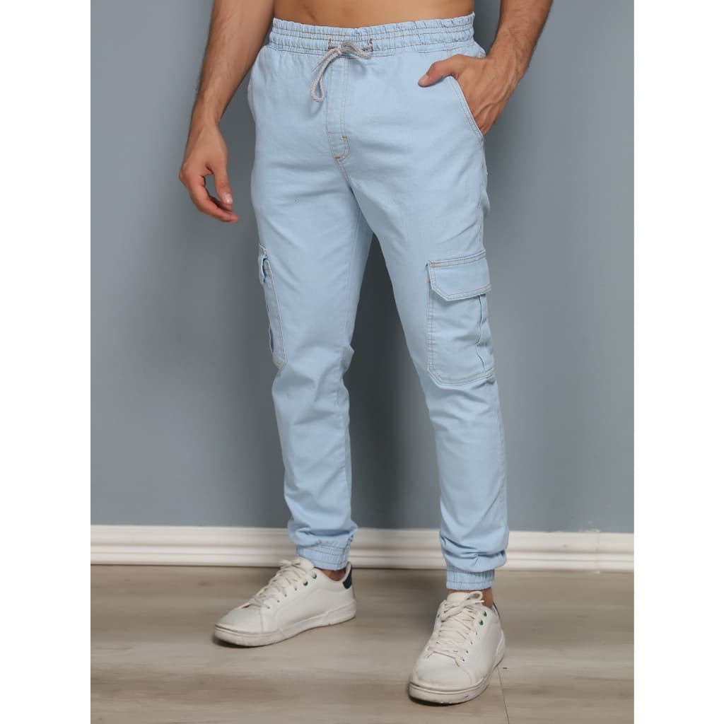 CARGO JOGGER DE SARJA JEANS COM/PUNHO NA PERNA E CINTURA QUALIDADE,TOP DIRETO FABRICA