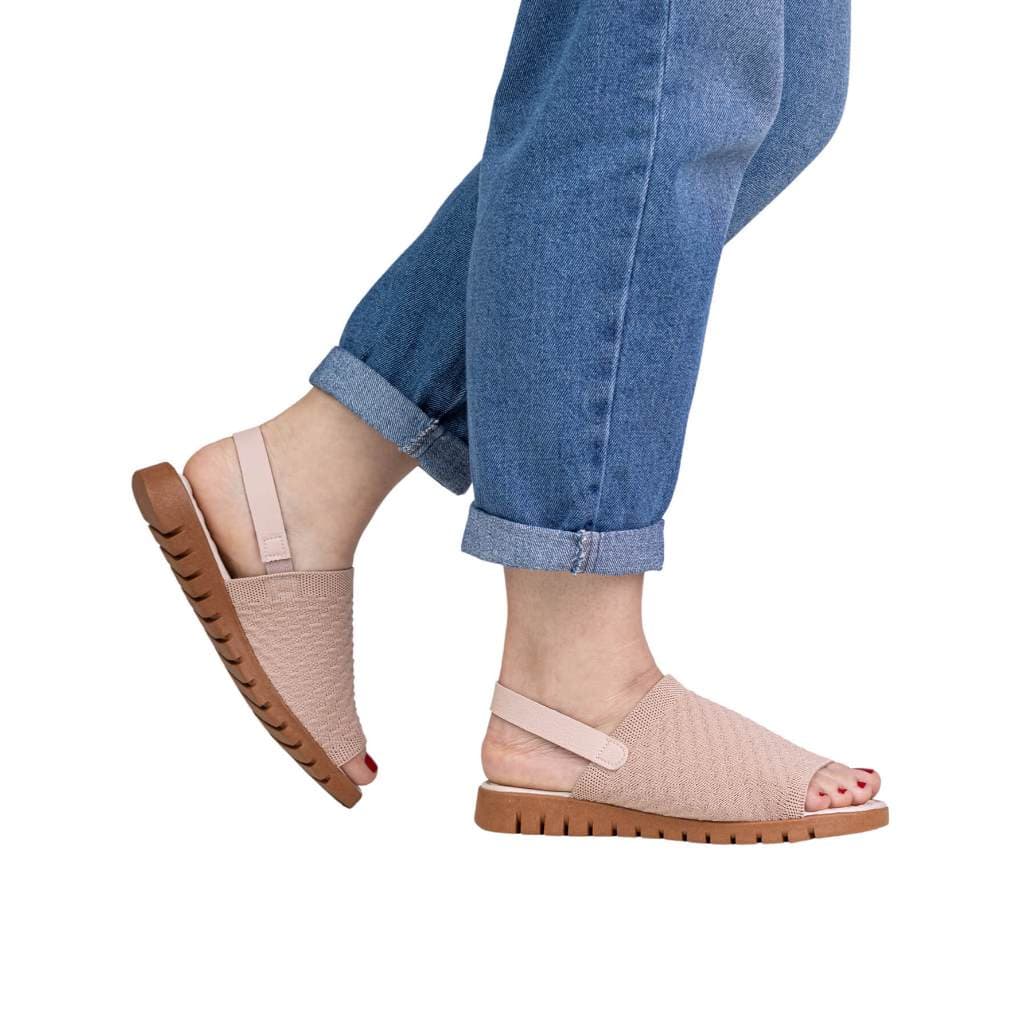 Sandália Feminina Ortopédico Knit Calce Fácil Meia Elástico Massageadora Confortável Via Angel 7603