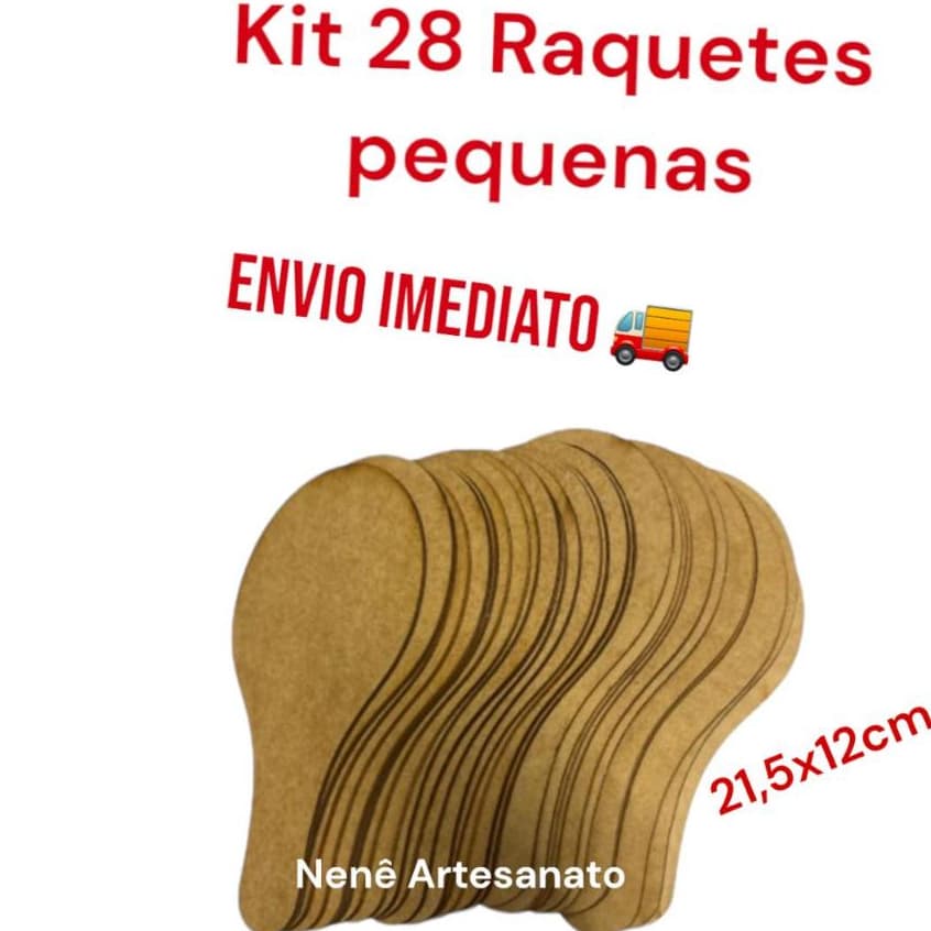 kit 28 Raquetes pequenas Modelo novo MDF cru 21,5x12cm Lembrancinhas Personalizadas.