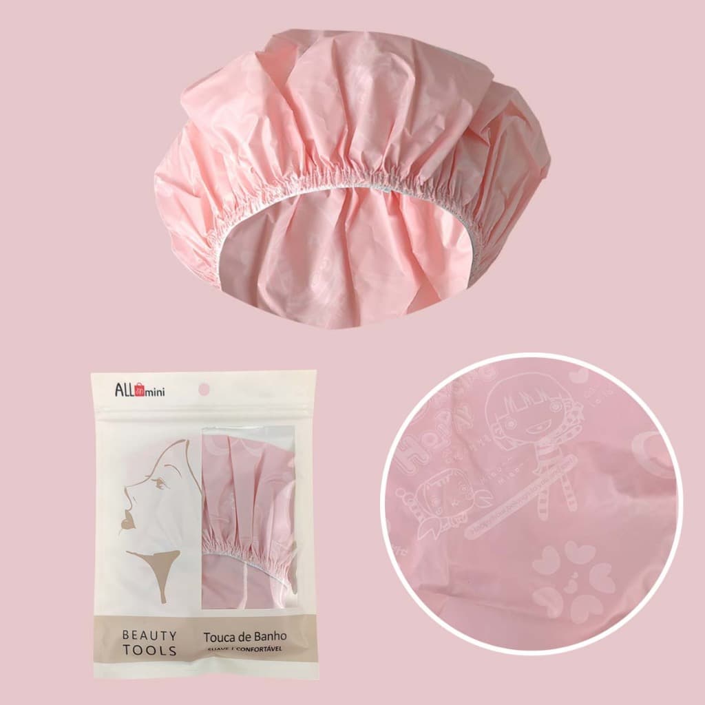 Touca de Banho com Elástico,com até 5 Unidades na cor Rosa, Gilrs de EVA- Allmini
