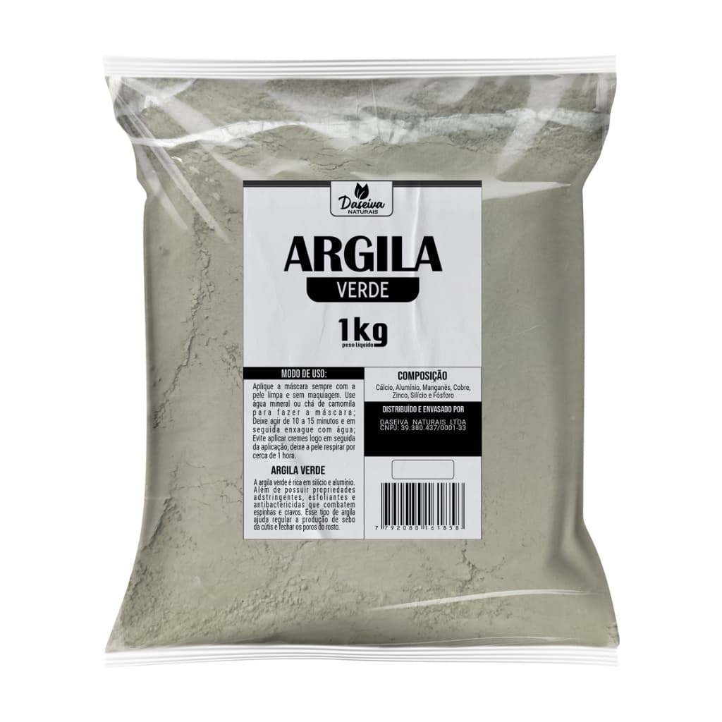 Argila Verde 1kg Daseiva Naturais reduz oleosidade (skin Care) Máscara Para O Rosto