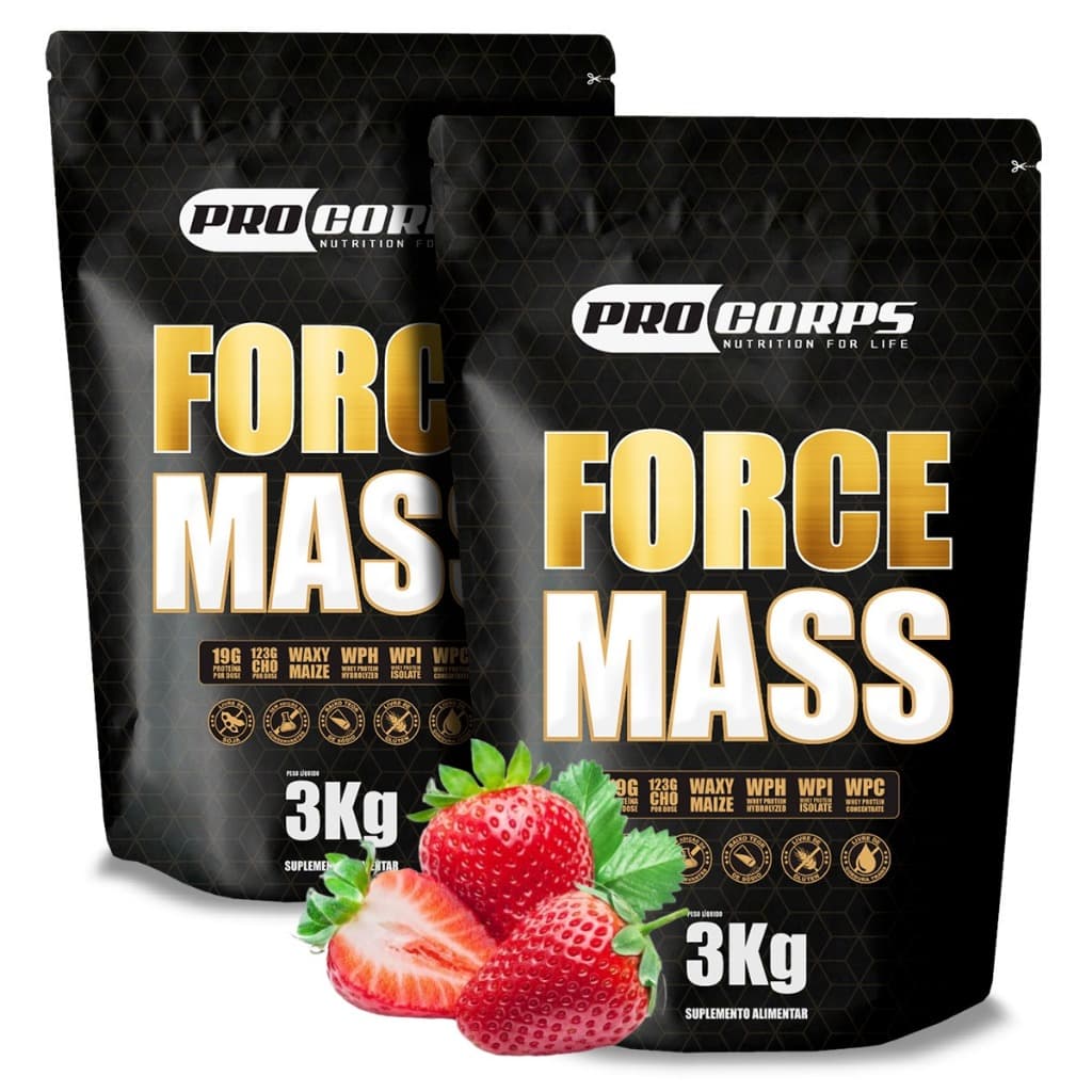 2 Unidades Suplemento Hipercalórico 3kg Force Mass Ganhe Massa Muscular Pro Corps
