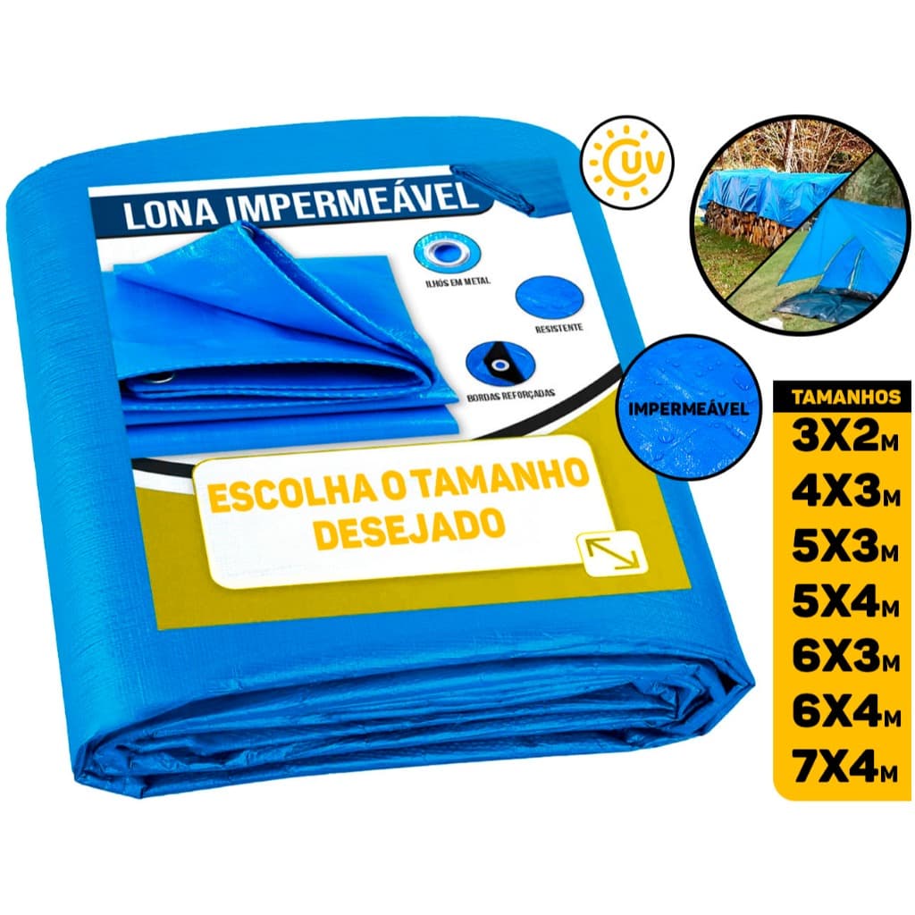 Lona Plástica 100 Micras Vários Tamanhos Proteção Impermeável Cobertura Barraca Piscina Camping Pesca