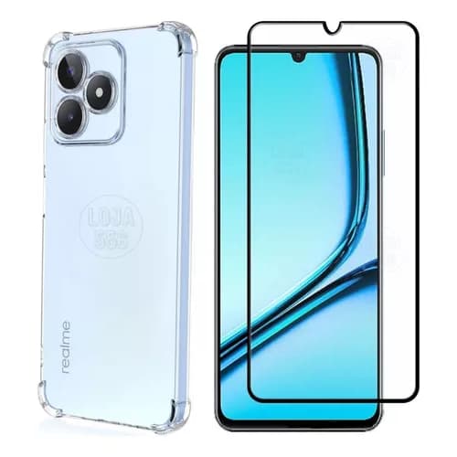 KIt Pelicula Vidro 3D Realme Note 50 / Realme C53 + Capa Anti Shock Capinha