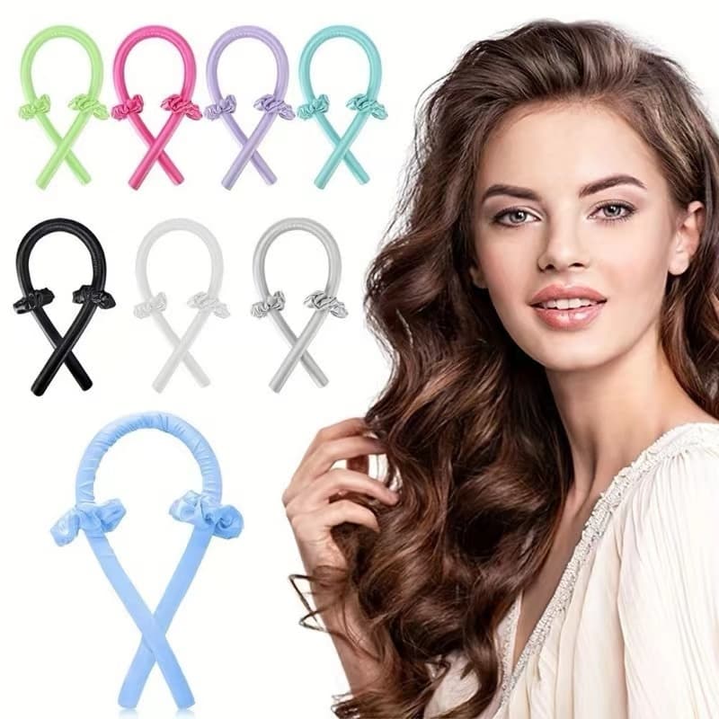 Modelador de Cachos Cabelo Curling Rod Cetim Sem Calor + 2 Scrunchies