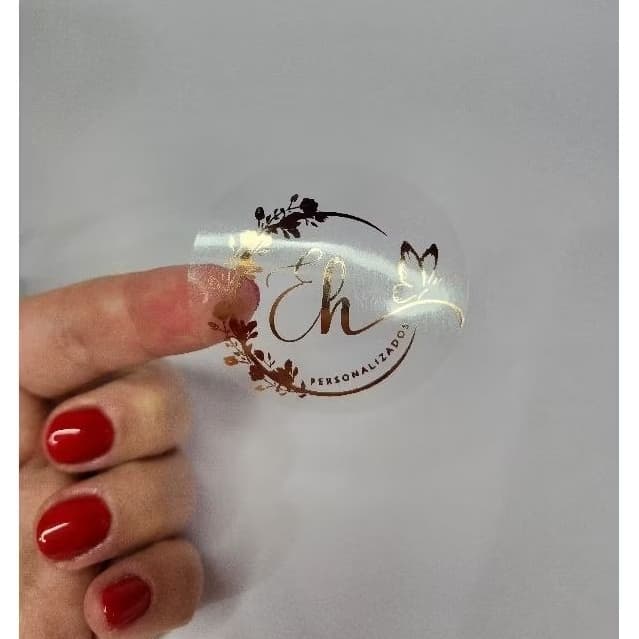 Adesivos/ Etiquetas PERSONALIZADOS fundo TRANSPARENTE com estampa METÁLICA DOURADA OU PRATA!