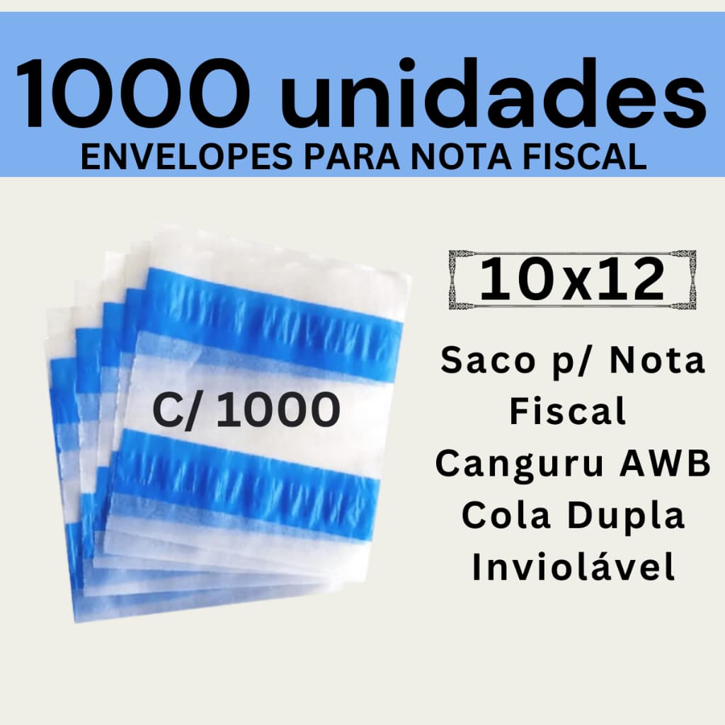 Kit Envelopes Canguru 1000/2000/500 Nota Fiscal 10x12 1000 Uni Awb Danfe Saco Saquinho Para Nota Fiscal Declaração