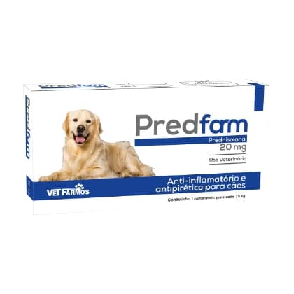 Predfarm 20mg Prednisolona pet cães cartela solta com 10 comprimidos.
