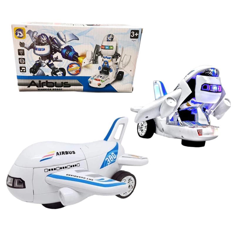 Brinquedo Avião Transformável Com Luzes Sons AIR Bus Robot