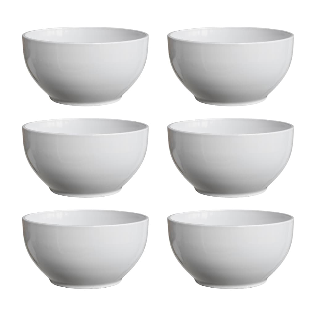 Pote de Sobremesa Kit Bowl Porcelana Branca 6 Pecas 500ml Funda Ideal Para Sopas Saladas Cozinha