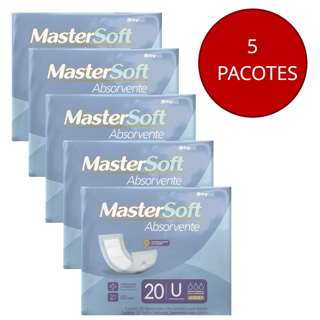 KIT 5 PACOTES C/20 UND ABSORVENTE MASTERSOFT DRYLOCK