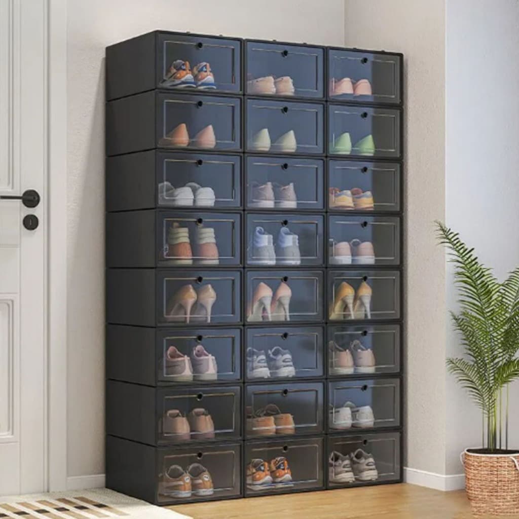 Kits de Caixas Organizadoras Para Sapatos Tênis Empilhável Tampa Flip