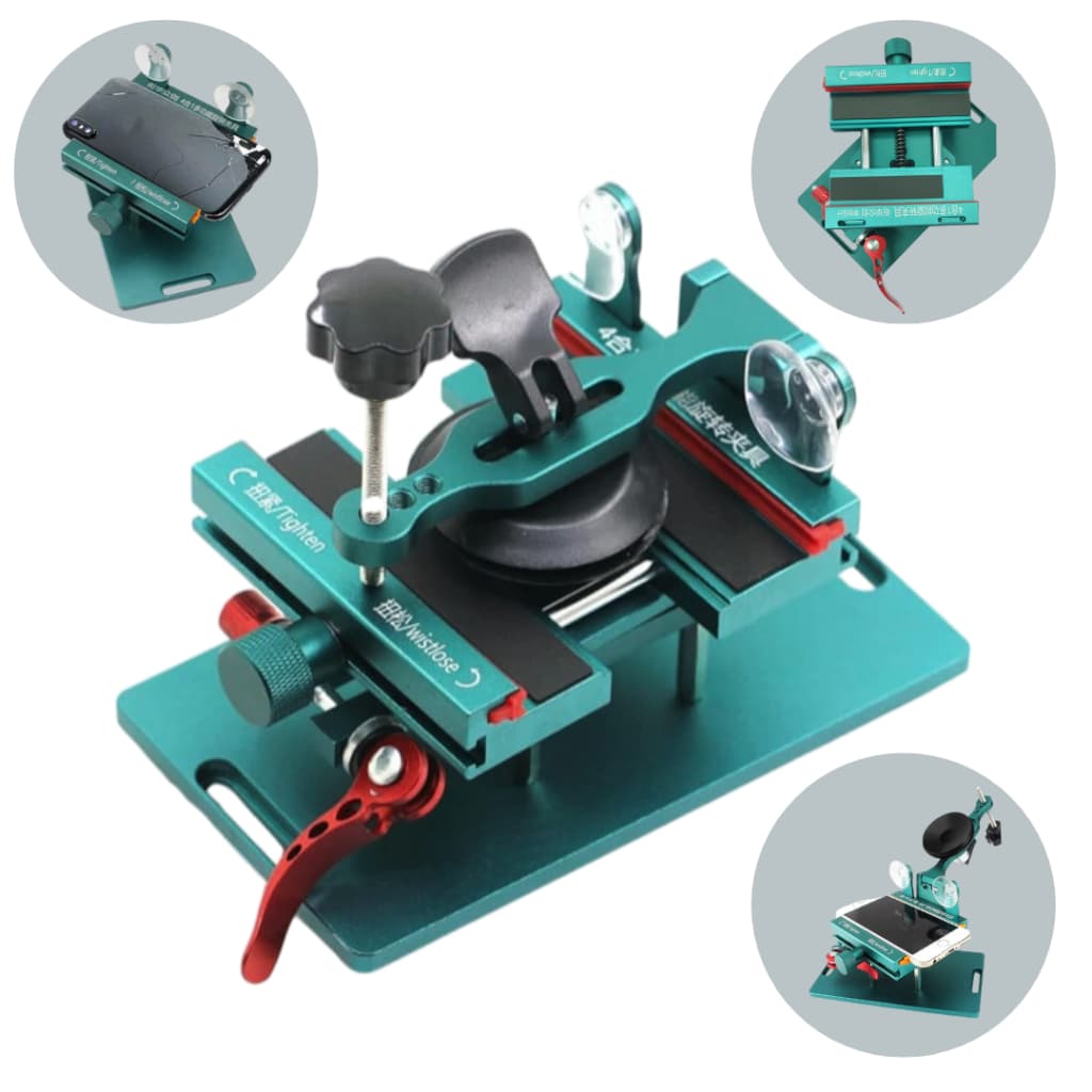 Suporte 4 em 1 de Bancada para Reparo de Placa com Base Rotativa Ventosa Tela Tampa