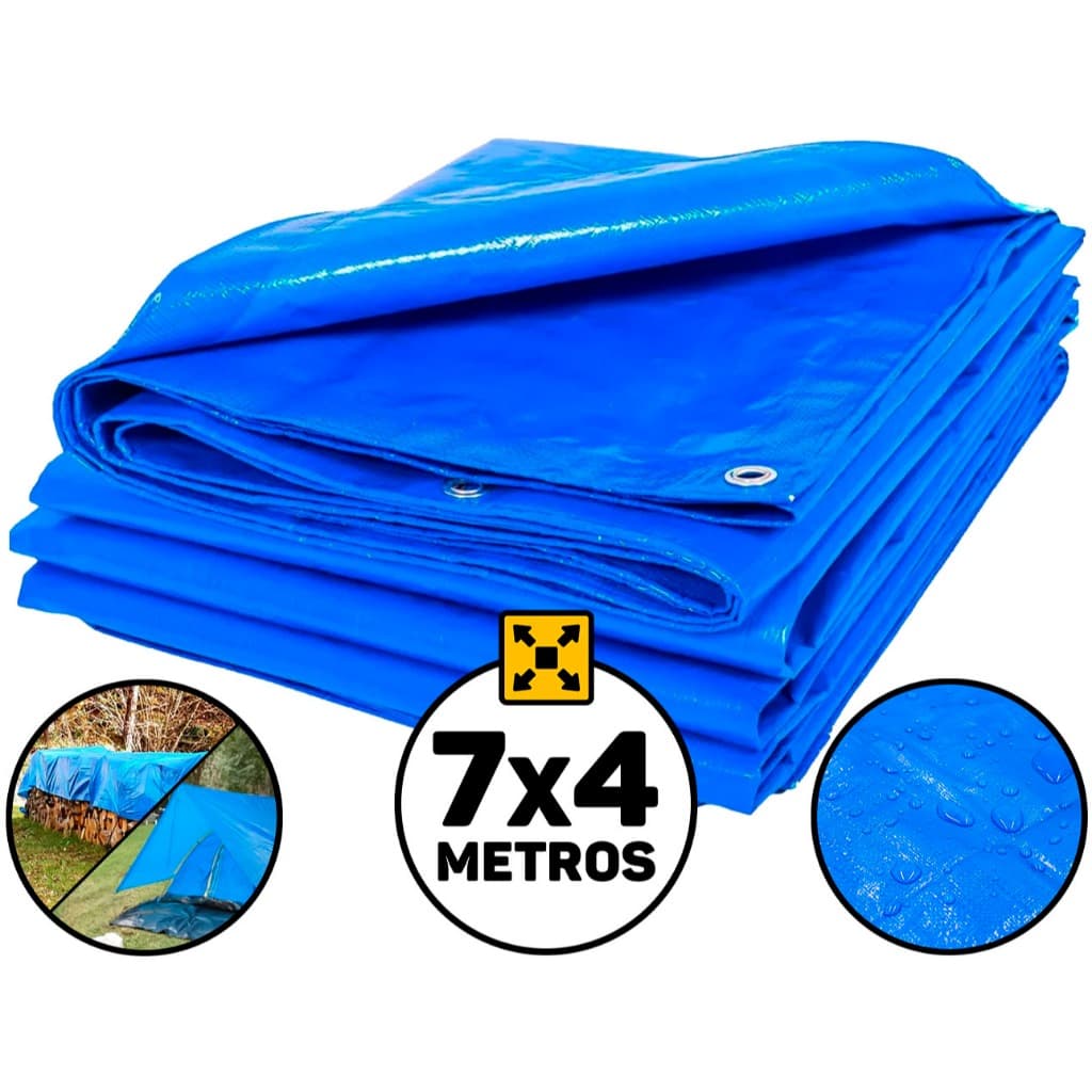 Lona Plástica 100 Micras 7x4 Metros De Proteção Impermeável Cobertura Barraca Piscina Camping Pesca Multiuso