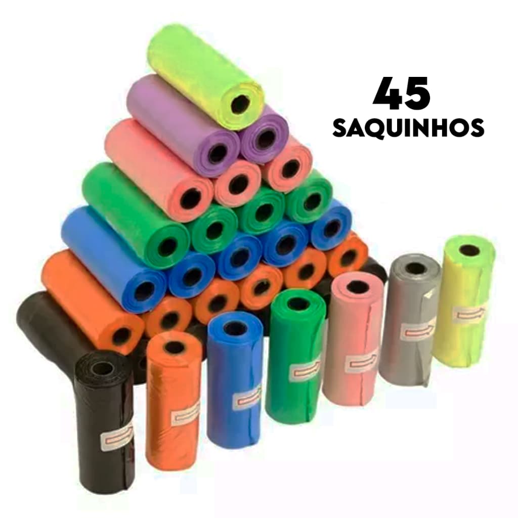 Refil Cata Caca Pet Cachorro e Gato Saco Higiênico 3 unidades 15 saquinhos total 45 Saquinhos