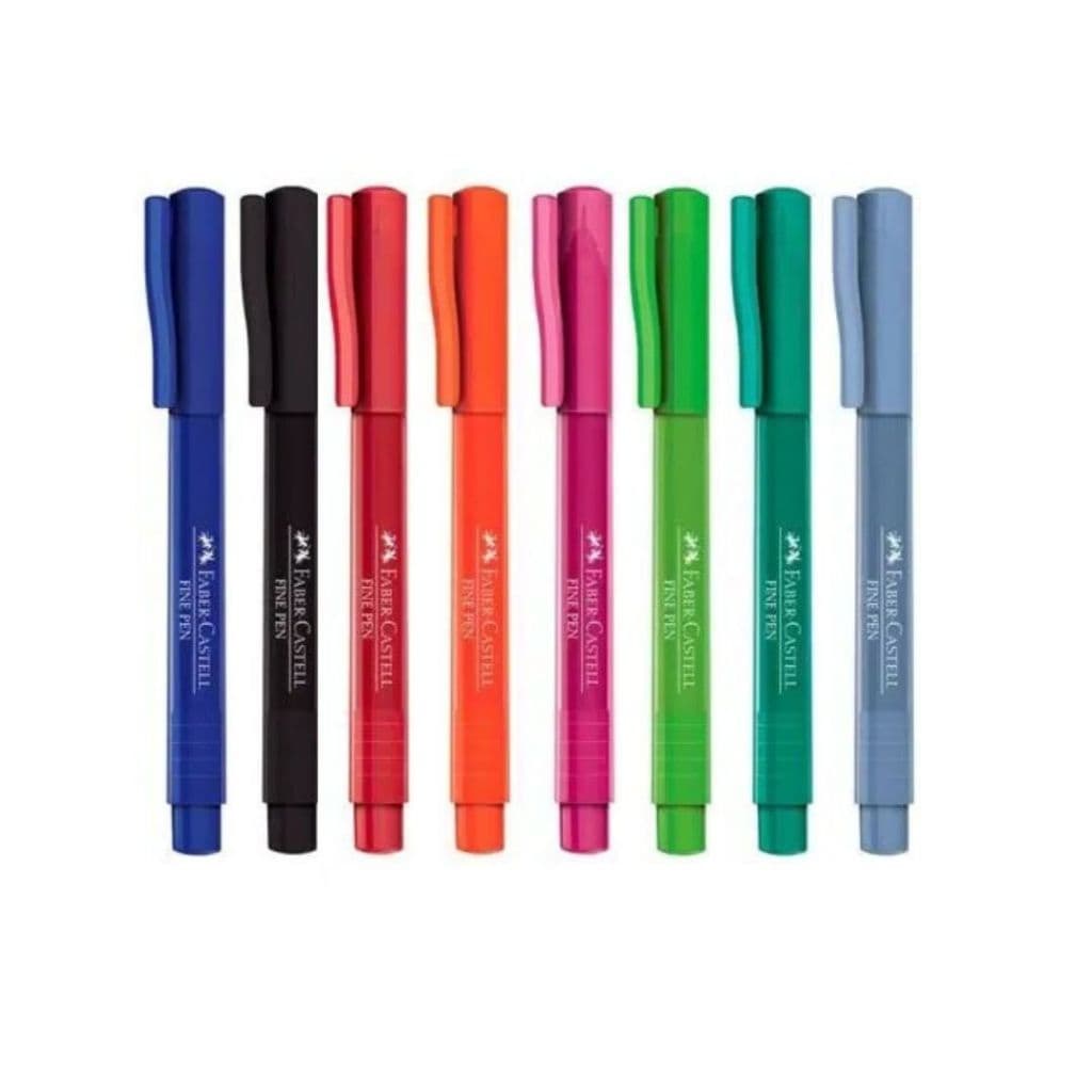 Caneta Hidrográfica Fine Pen Colors 0.4 mm (Rosa, Preto e Azul) - Faber-Castell