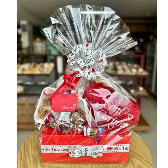 kit 10 Sacos Para Cesta De Presentes Café da manhã Natal Vários Tamanhos Tipo Celofane