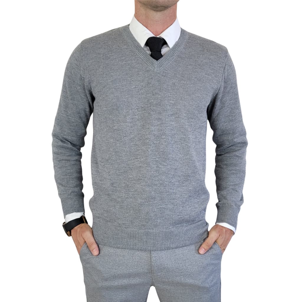 Blusa suéter de trico premium social gola v masculino
