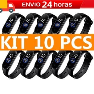 Kit Com 10pcs  -A prova água Relógio m4 digital led Esportivo infantil feminino masculino Unissex