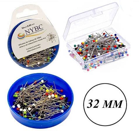 Alfinete Cabeça de Vidro - Com 100 Unidades