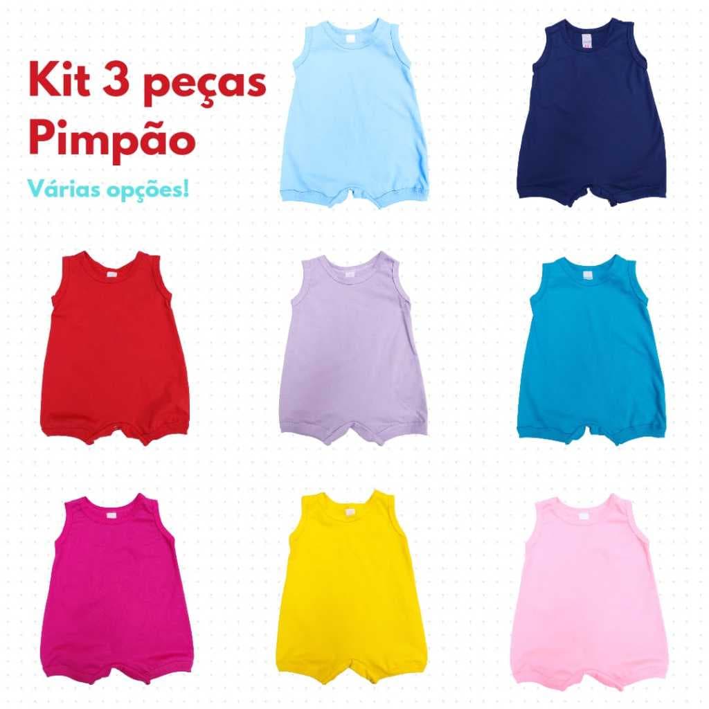 Kit 3 Peças Pimpão Bebê / Infantil (Malha 100% Algodão) Novidades