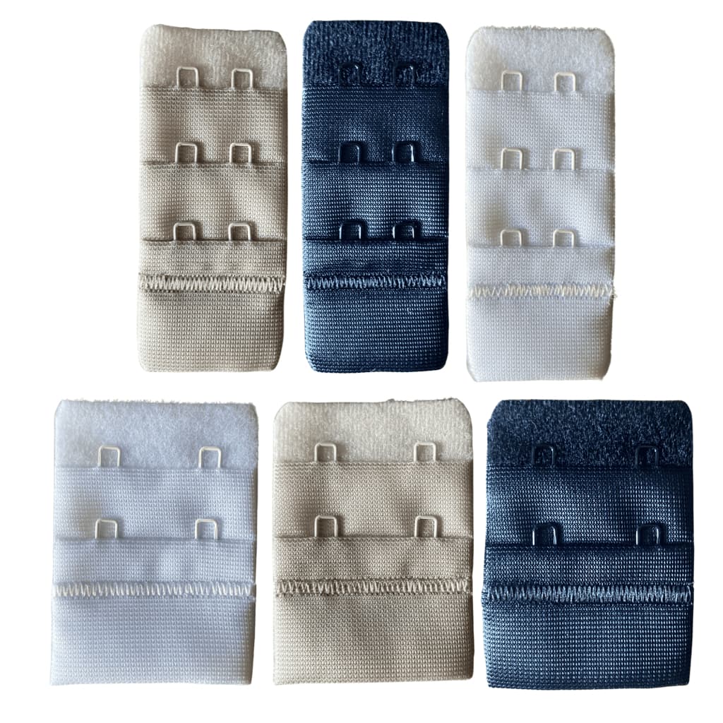 Extensor Fecho De Sutiã Até 3 Regulagens Bege Preto Branco Resistente e Confortável