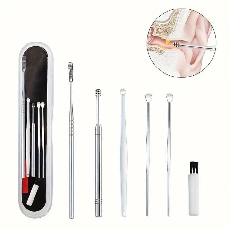 Limpador De Cera Do Ouvido com Pincel Limpeza e Estojo