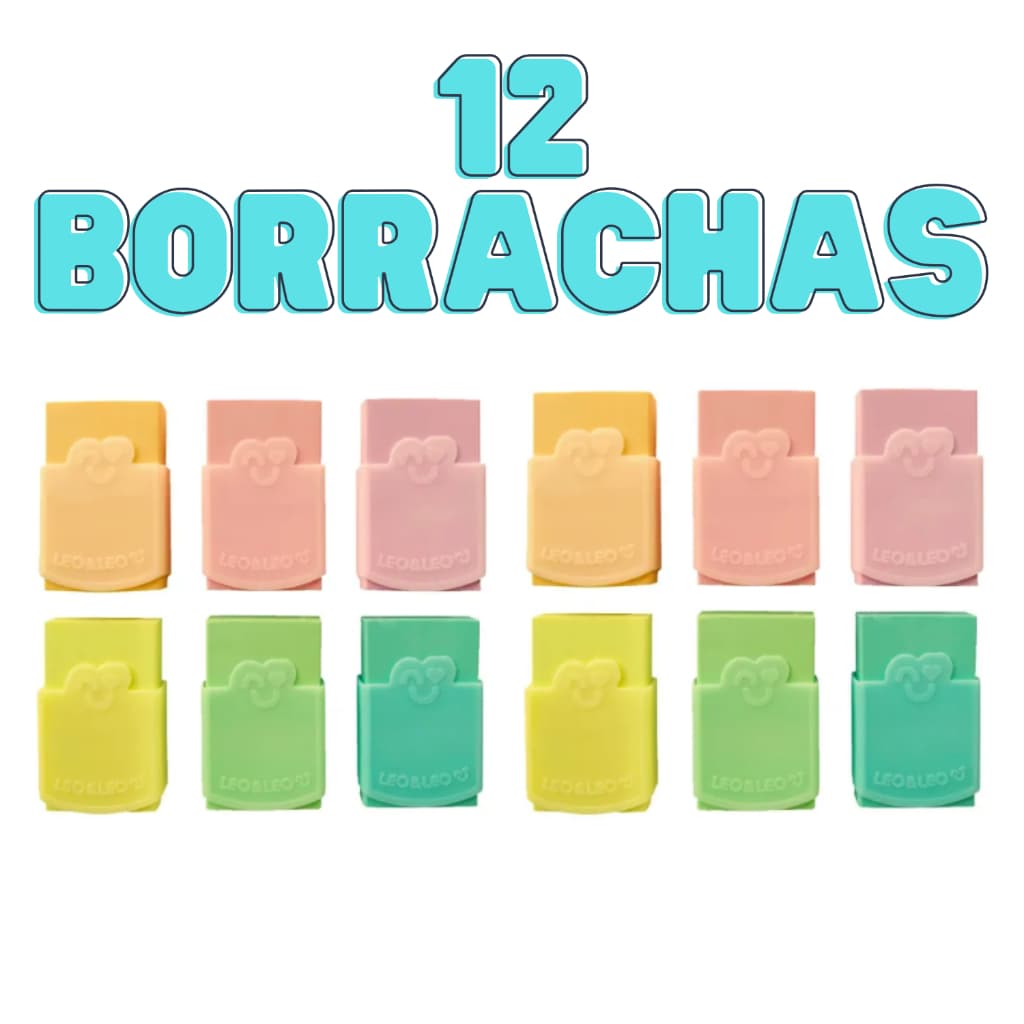 Borracha Plástica Color Pastel Com Capa Não Mancha-12 unidades