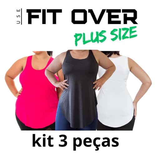 Kit 3 camisetas fitness PLUS SIZE - básica - tapa bumbum - academia - crossfit - fit over
