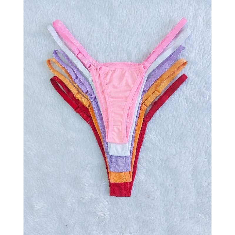 Kit 10 Calcinhas lingerie Bella Fio Dental com alça Regulável.