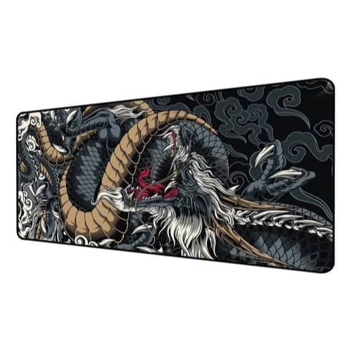 Mouse Pad gamer extra grande 90x40 Dragão azul profissional cor preta