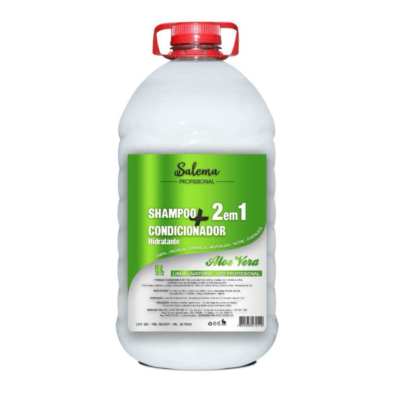 Shampoo Condicionador 2 Em1 Aloe Vera Linha Feminino Masculino  5 Litros  Salao de Beleza Linha Profissional