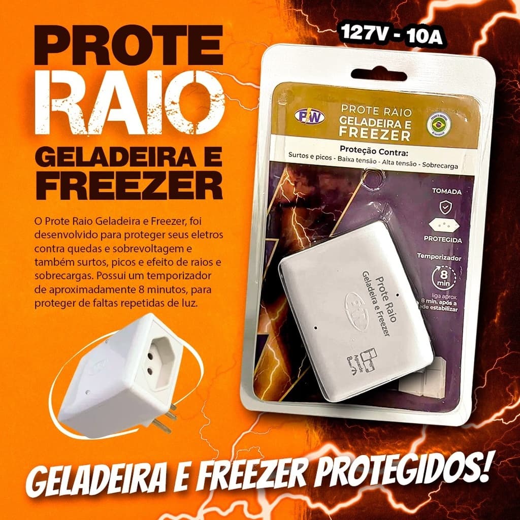 Protetor Elétrico ProteRaio Geladeira e Freezer 127v 10A - O mais vendido - Pronta entrega