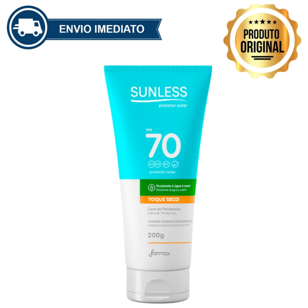 Protetor Solar Corporal e Facial 200g Toque Seco e Longa Duração Sunless Envio Imediato